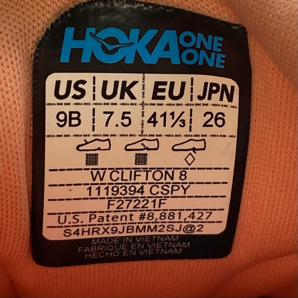 Hoka One One Sneakers Womens 9 B Clifton 8 1119394 CSPY Orange Running Gym Shoes - Picture 8 of 10